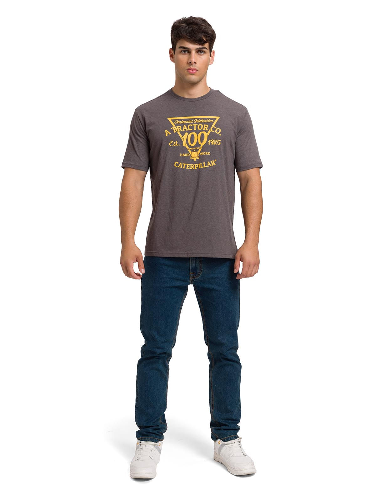 Polera Manga Corta Casual Hombre CENTENNIAL 100 YEARS GRAPHIC TEE  Gris Oscura Cat