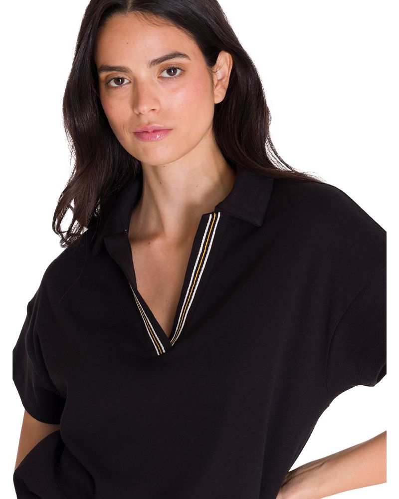 Polera-Manga-Corta-Polo-Mujer-NOTCH-NECK-POLO-Negra-Cat