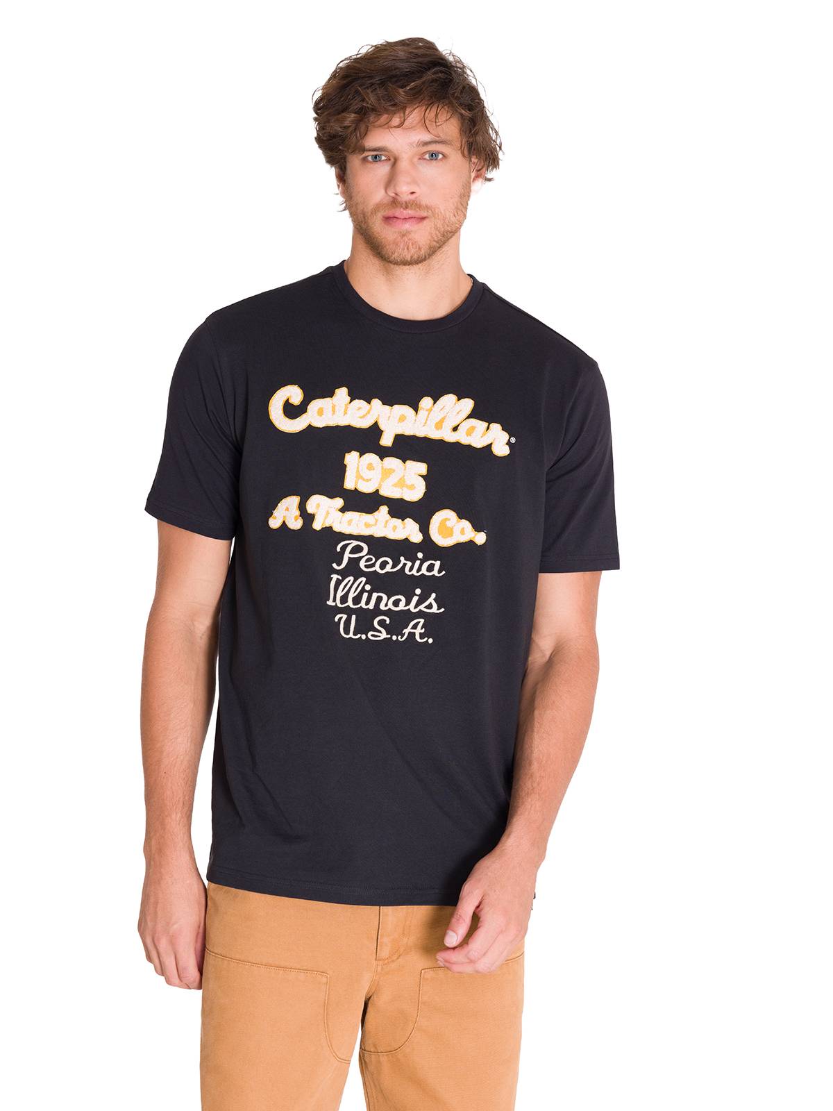 Polera Manga Corta Casual Hombre CENTENNIAL 100 YEARS PREMIUM GRAPHIC TEE Negra Cat