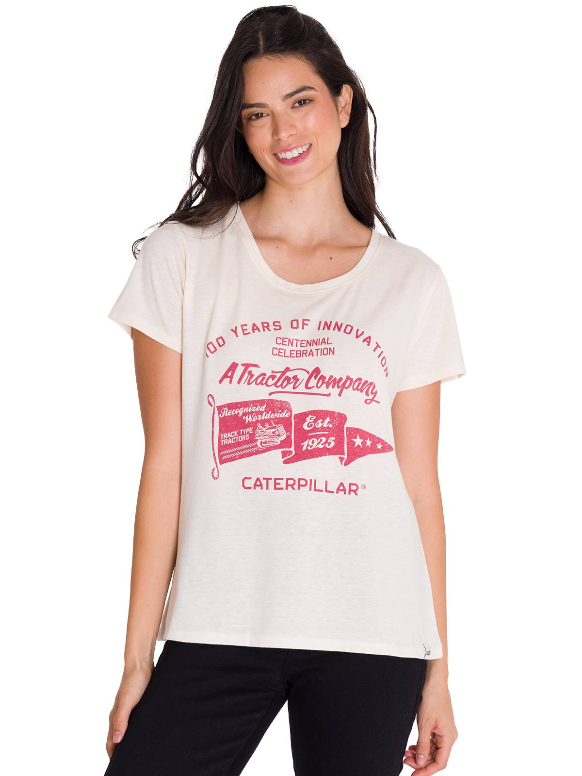 Polera Manga Corta Casual Mujer CREW CENTENNIAL GRAPHIC TEE Blanca Cat