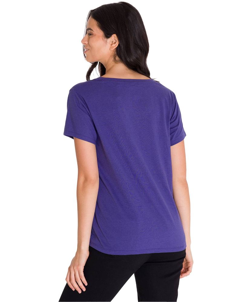 Polera-Manga-Corta-Cuello-V-Mujer-CAT-METALLIC-SCRIPT-V-NECK-Indigo-Cat