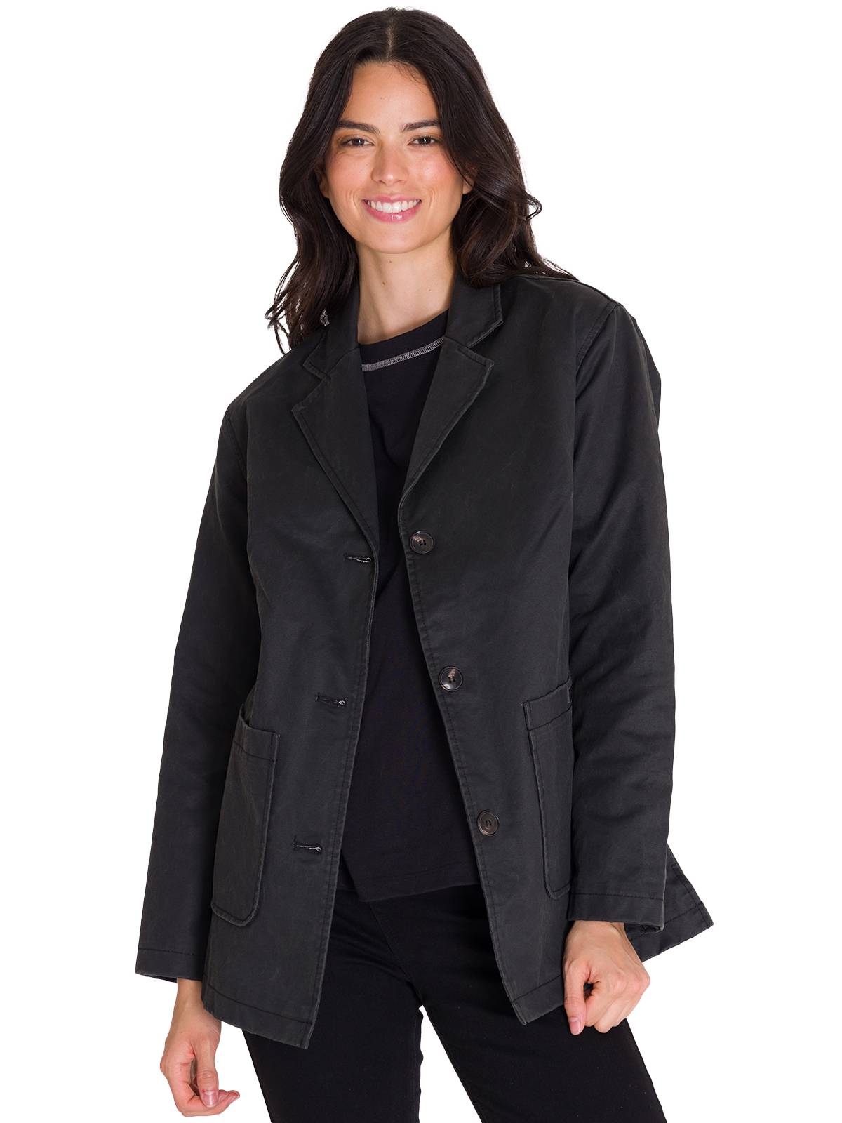 Blazer Manga Larga Mujer WAXED TWI RELAXED CHORE Negro Cat