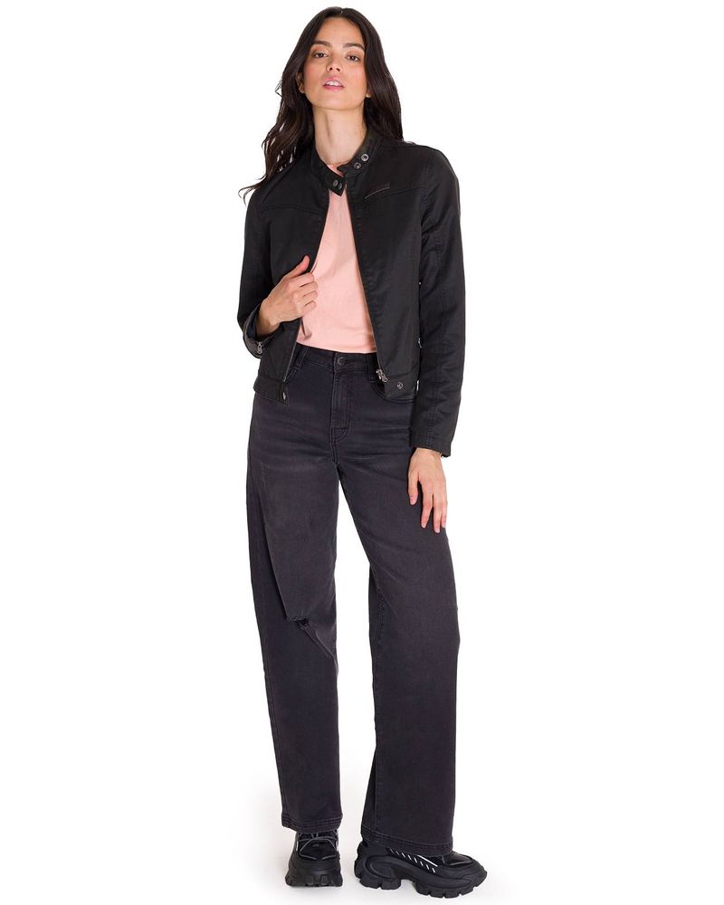 Chaqueta-Manga-Larga-Casual-Mujer-WAXED-MOTO-Negra-Cat