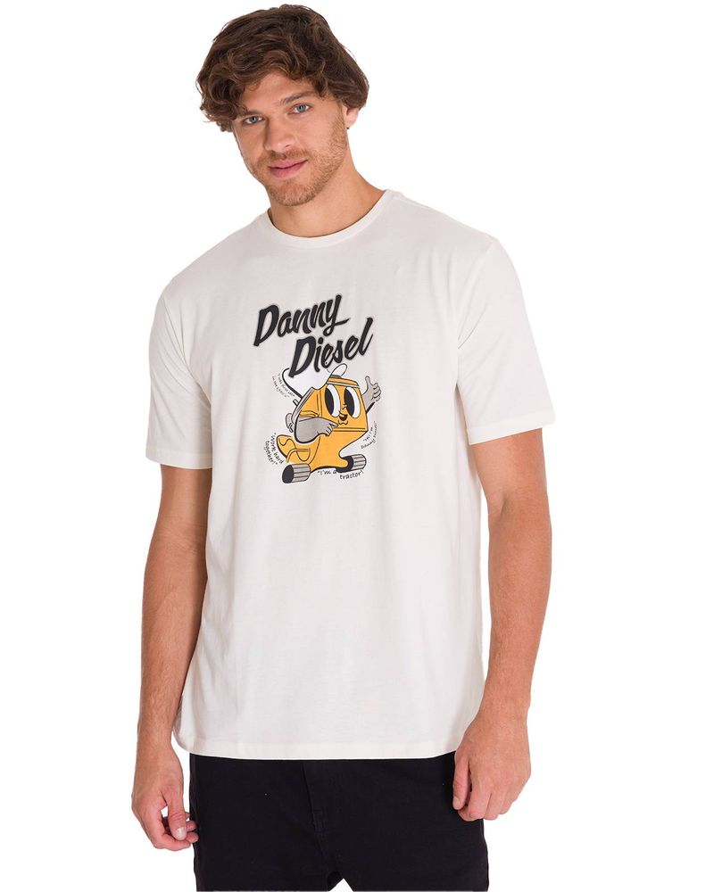 Polera-Manga-Corta-Casual-Hombre-RETRO-DANNY-DIESEL-GRAPHIC-TEE-Blanca-Cat