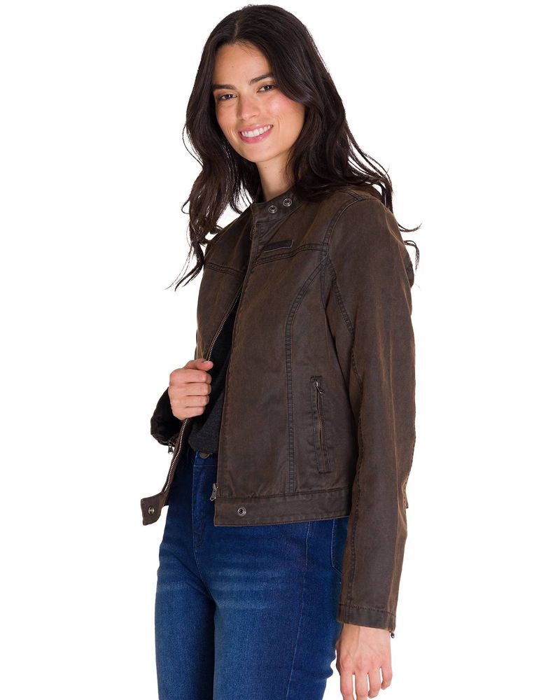 Chaqueta-Manga-Larga-Casual-Mujer-WAXED-MOTO-Cafe-Oscura-Cat