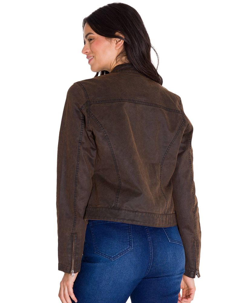 Chaqueta-Manga-Larga-Casual-Mujer-WAXED-MOTO-Cafe-Oscura-Cat