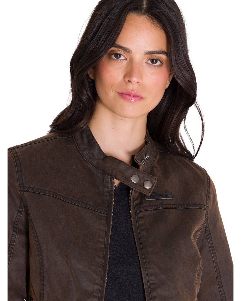 Chaqueta-Manga-Larga-Casual-Mujer-WAXED-MOTO-Cafe-Oscura-Cat
