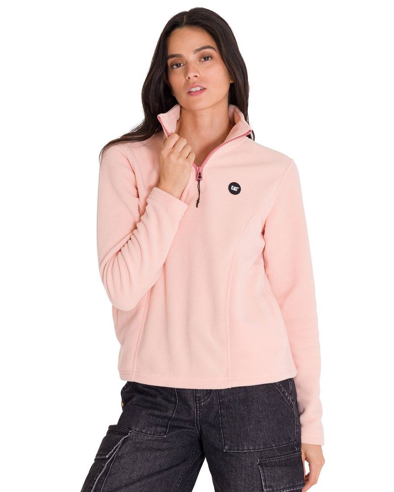 Polar-M-Larga-Mujer-W-Microfleece-Quarter-Zip-Pullover-Palo-Rosa-Cat