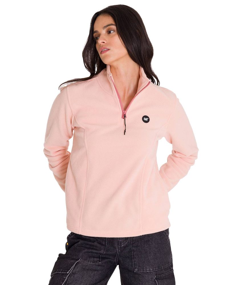 Polar-M-Larga-Mujer-W-Microfleece-Quarter-Zip-Pullover-Palo-Rosa-Cat