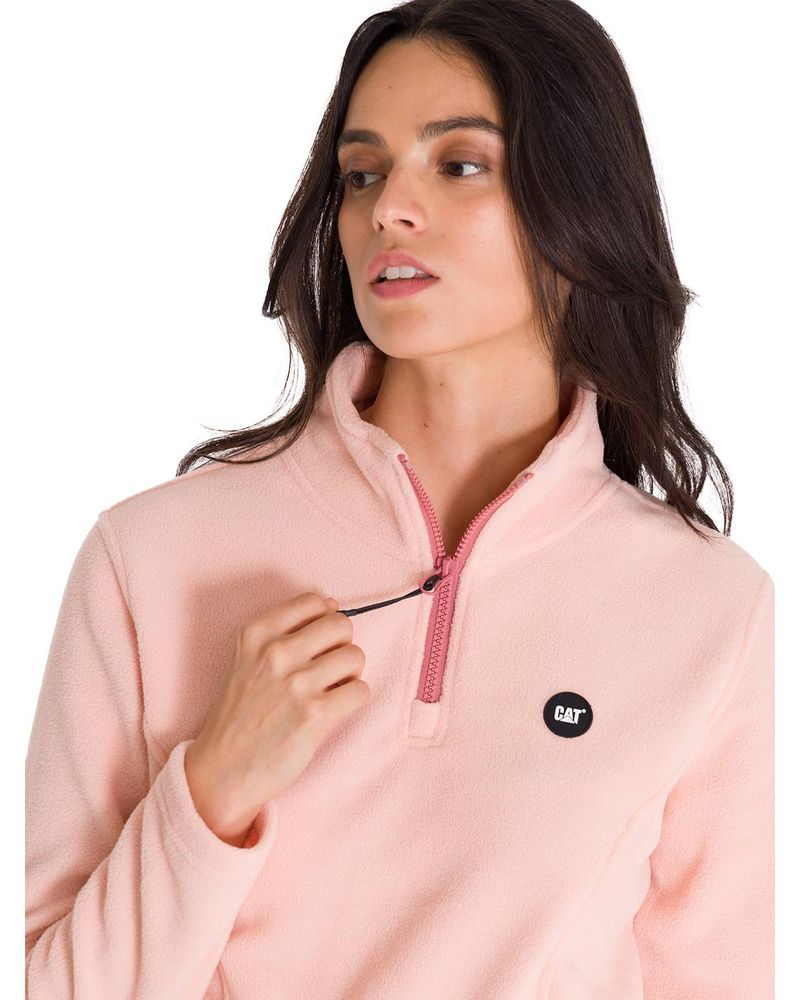 Polar-M-Larga-Mujer-W-Microfleece-Quarter-Zip-Pullover-Palo-Rosa-Cat