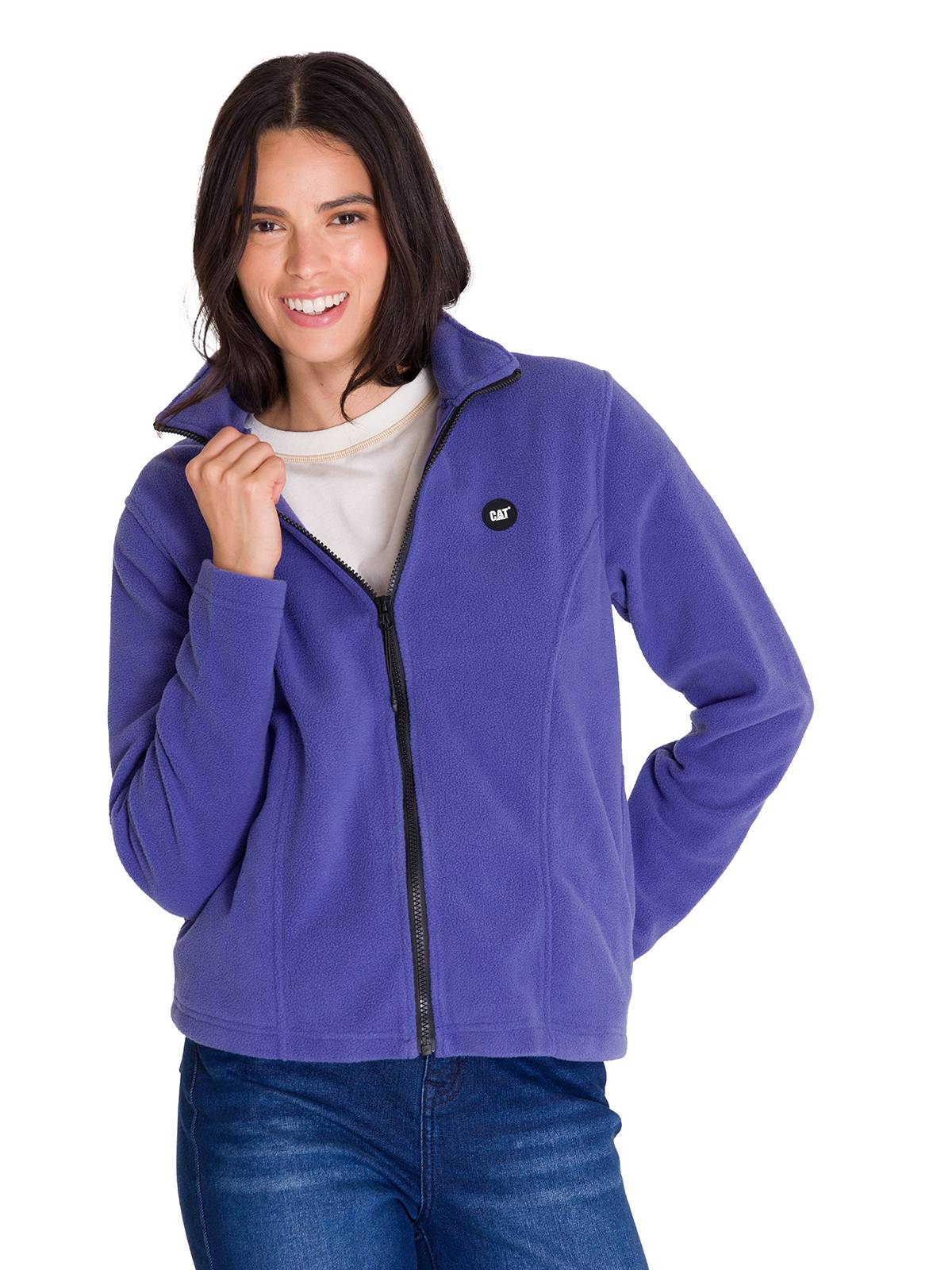 Polar Manga Larga Mujer W Microfleece Full Zip Azul Cat