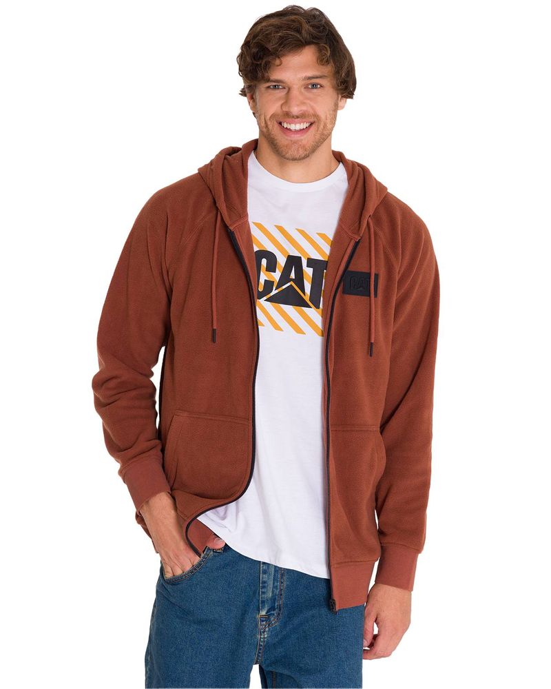 Polar-Manga-Larga-Unisex-Microfleece-Full-Zip-Hoodie-Terracota-Cat