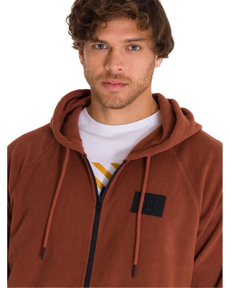 Polar-Manga-Larga-Unisex-Microfleece-Full-Zip-Hoodie-Terracota-Cat