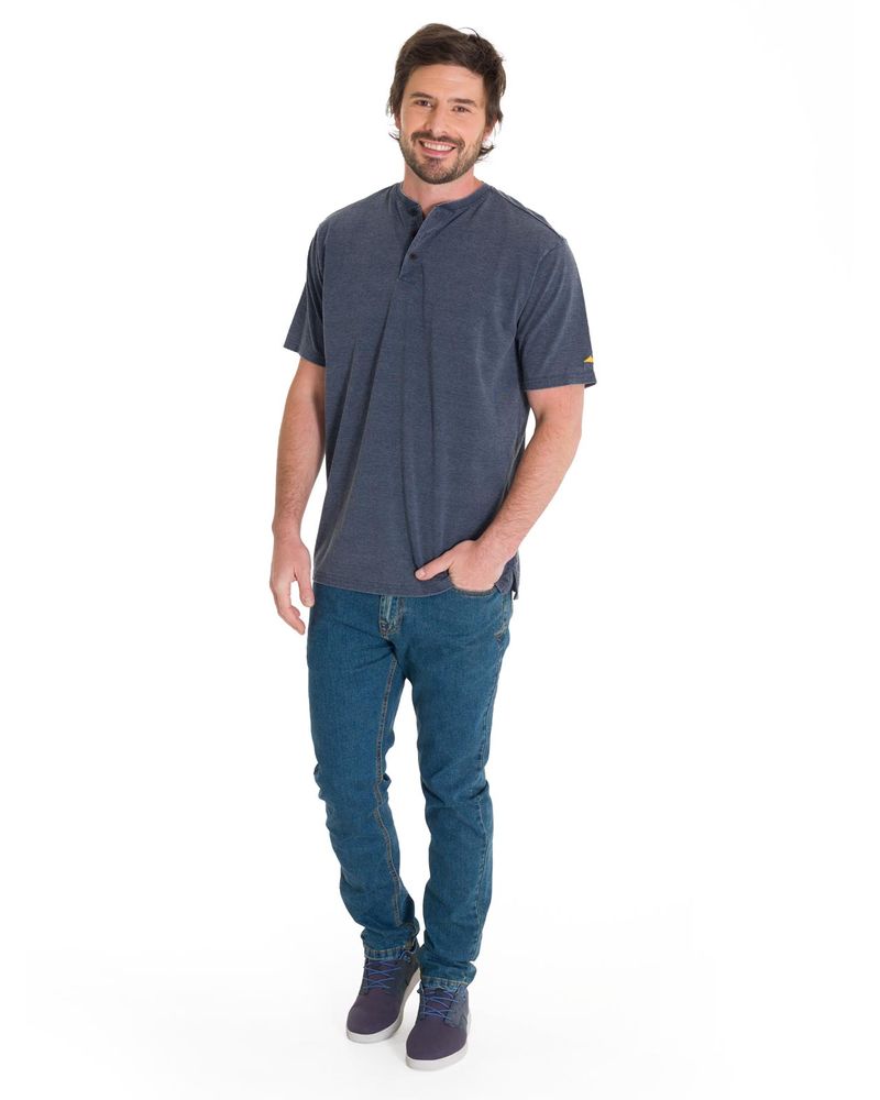 Polera-Manga-Corta-Hombre-Burnout-S-S-Henley-Gris-Oscuro-Cat