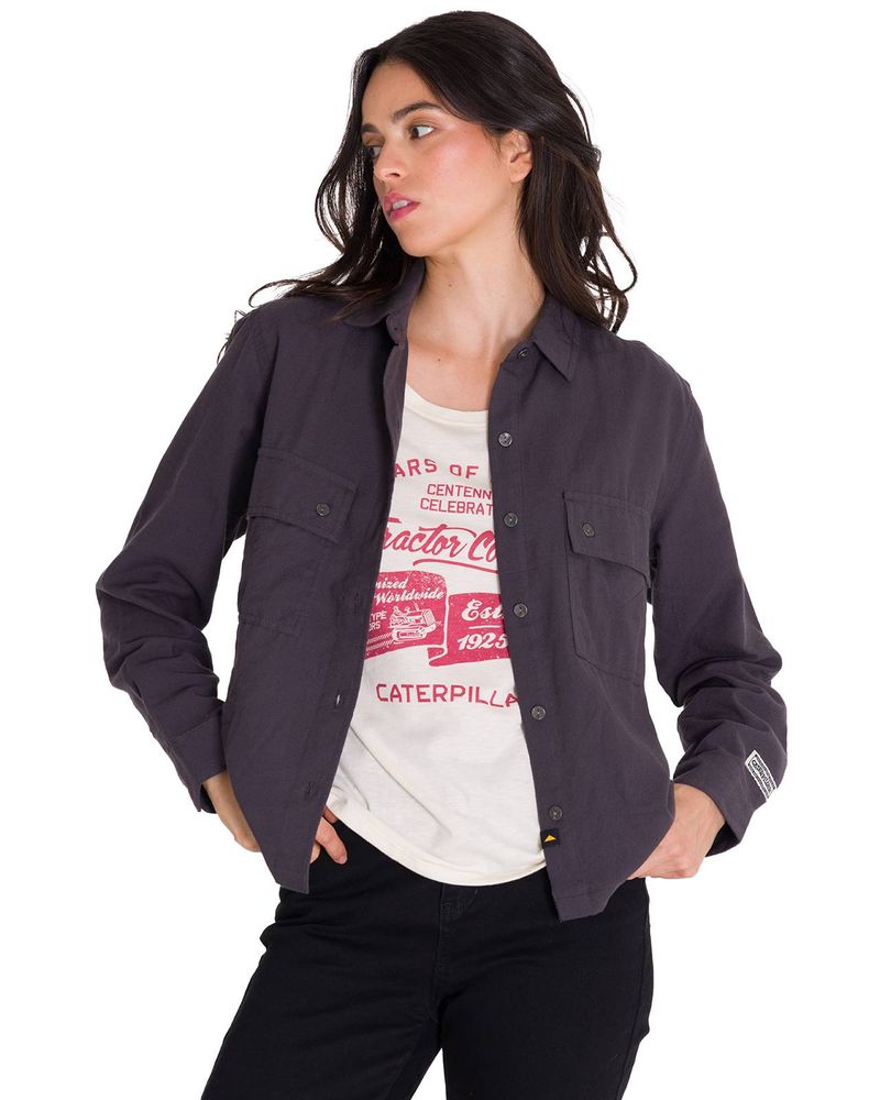 Camisa-Manga-Larga-Mujer-Heritage-Uniform-Boxy-L-S-Gris-Oscuro-Cat