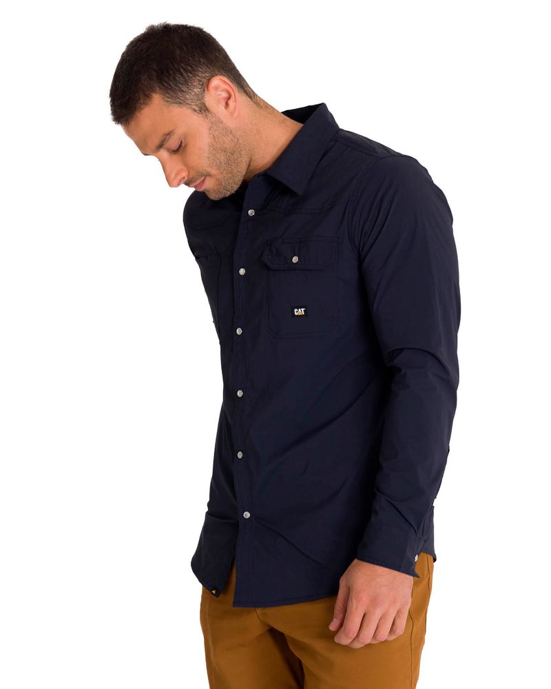 Camisa-Manga-Larga-Casual-Hombre-LIGHTWEIGHT-L-S-WESTERN-SHIRT-Azul-Marino-Cat