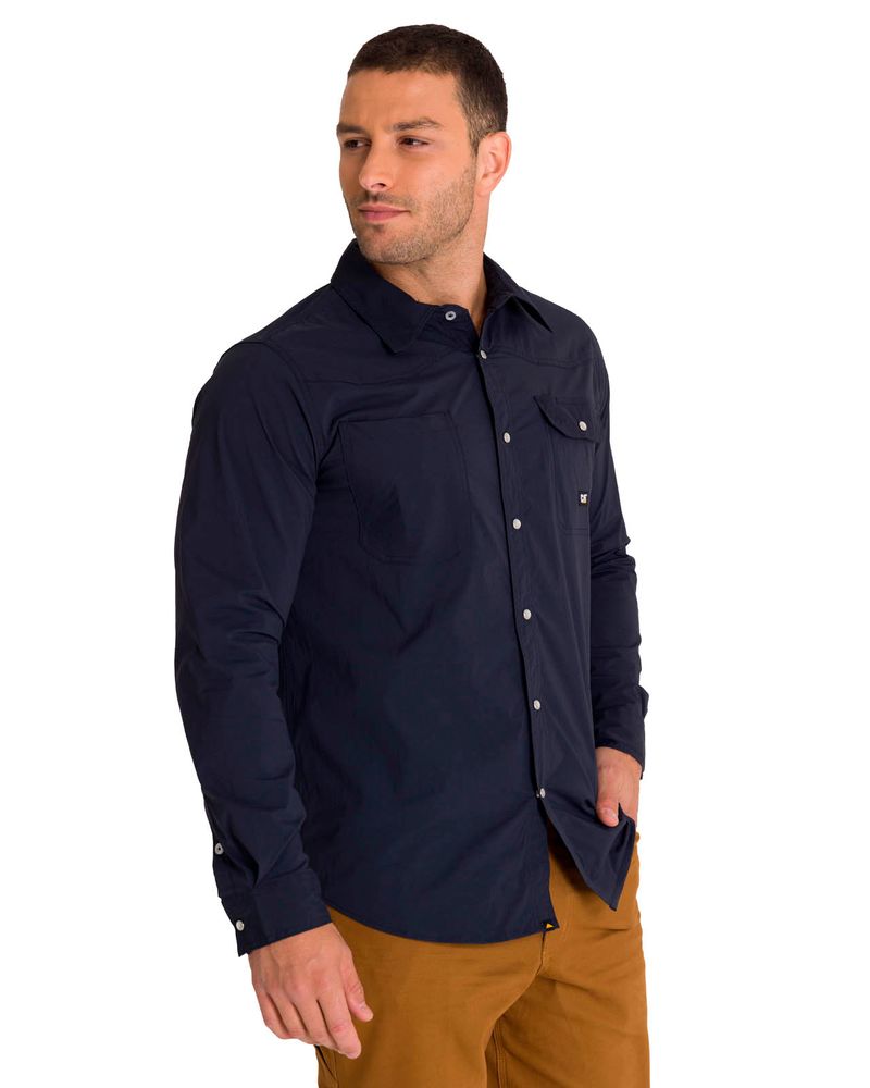 Camisa-Manga-Larga-Casual-Hombre-LIGHTWEIGHT-L-S-WESTERN-SHIRT-Azul-Marino-Cat