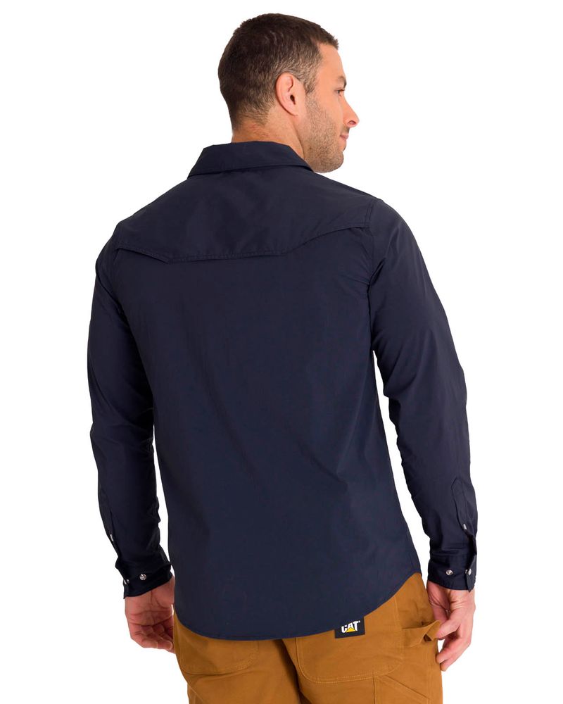 Camisa-Manga-Larga-Casual-Hombre-LIGHTWEIGHT-L-S-WESTERN-SHIRT-Azul-Marino-Cat