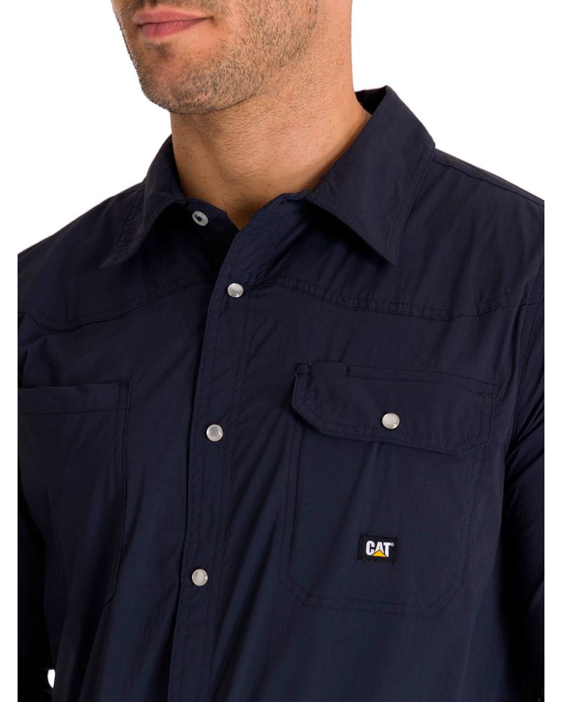 Camisa-Manga-Larga-Casual-Hombre-LIGHTWEIGHT-L-S-WESTERN-SHIRT-Azul-Marino-Cat