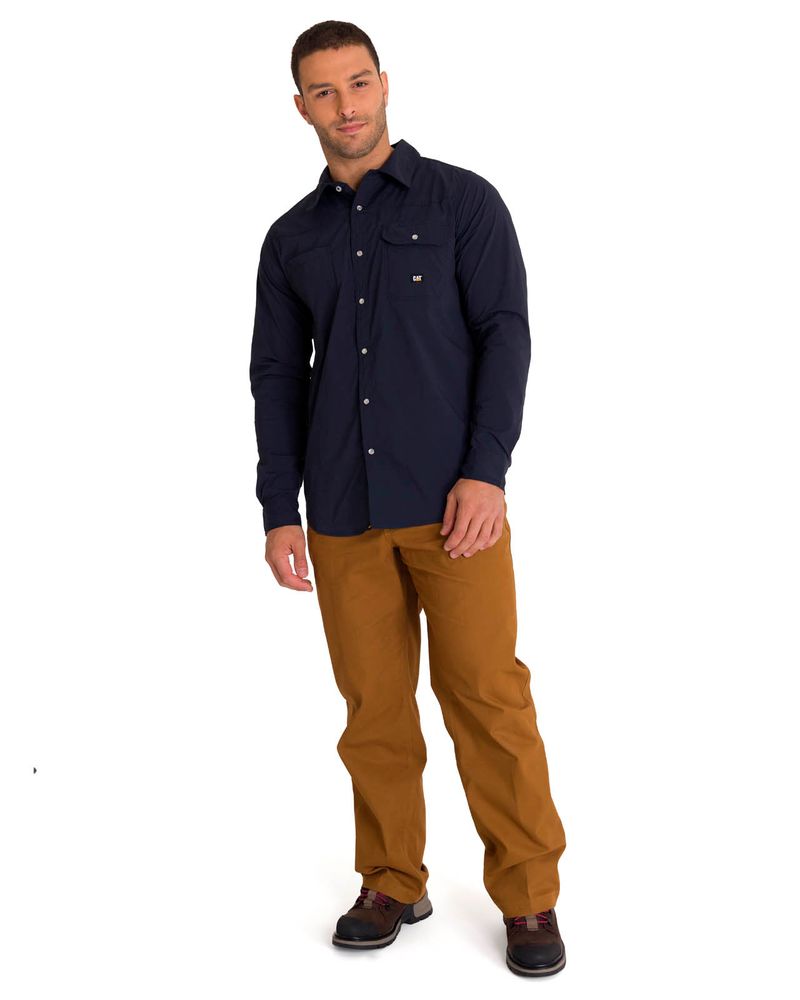 Camisa-Manga-Larga-Casual-Hombre-LIGHTWEIGHT-L-S-WESTERN-SHIRT-Azul-Marino-Cat