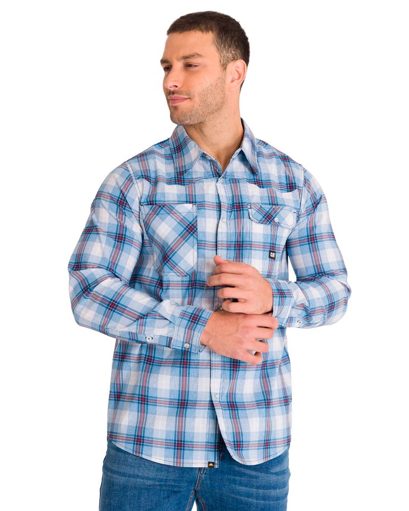 Camisa-Manga-Larga-Casual-Hombre-LIGHTWEIGHT-L-S-WESTERN-SHIRT-Celeste-Cat