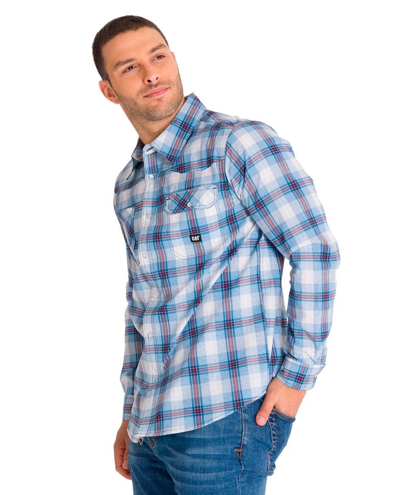 Camisa-Manga-Larga-Casual-Hombre-LIGHTWEIGHT-L-S-WESTERN-SHIRT-Celeste-Cat