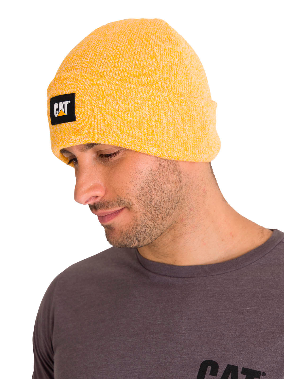 Gorro Casual Unisex Cat Label Cuff Beanie Amarillo Cat