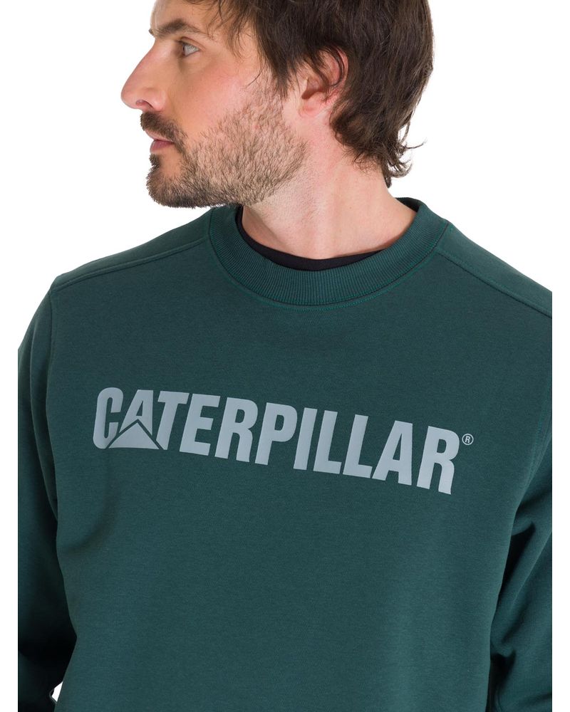 Poleron-Crewneck-Hombre-Logo-Caterpillar-Verde-Cat