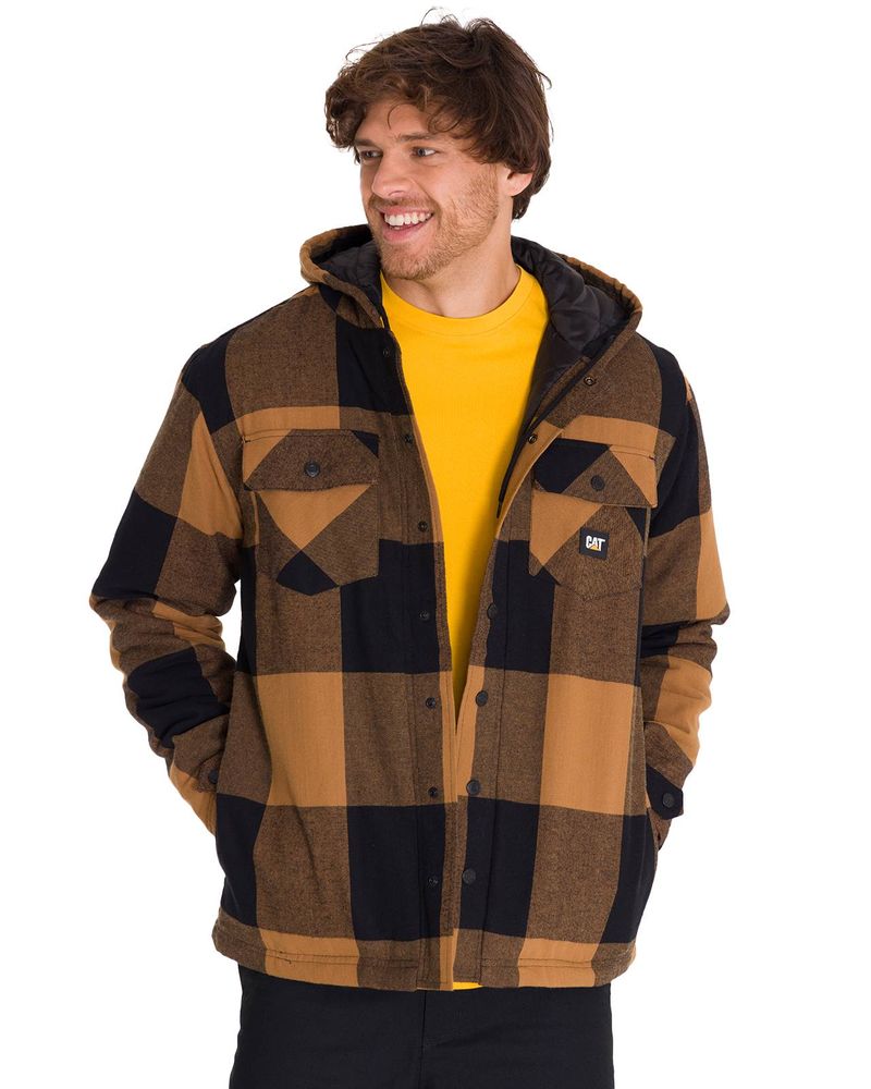 Chaqueta-Hombre-Hooded-Flannel-Negro-y-Cafe-Cat