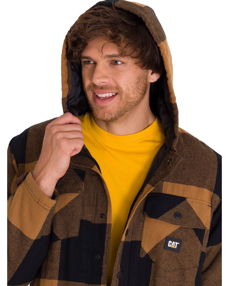 Chaqueta-Hombre-Hooded-Flannel-Negro-y-Cafe-Cat