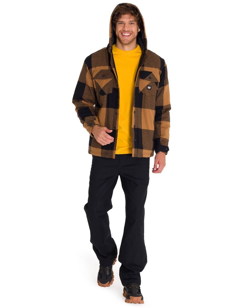 Chaqueta-Hombre-Hooded-Flannel-Negro-y-Cafe-Cat