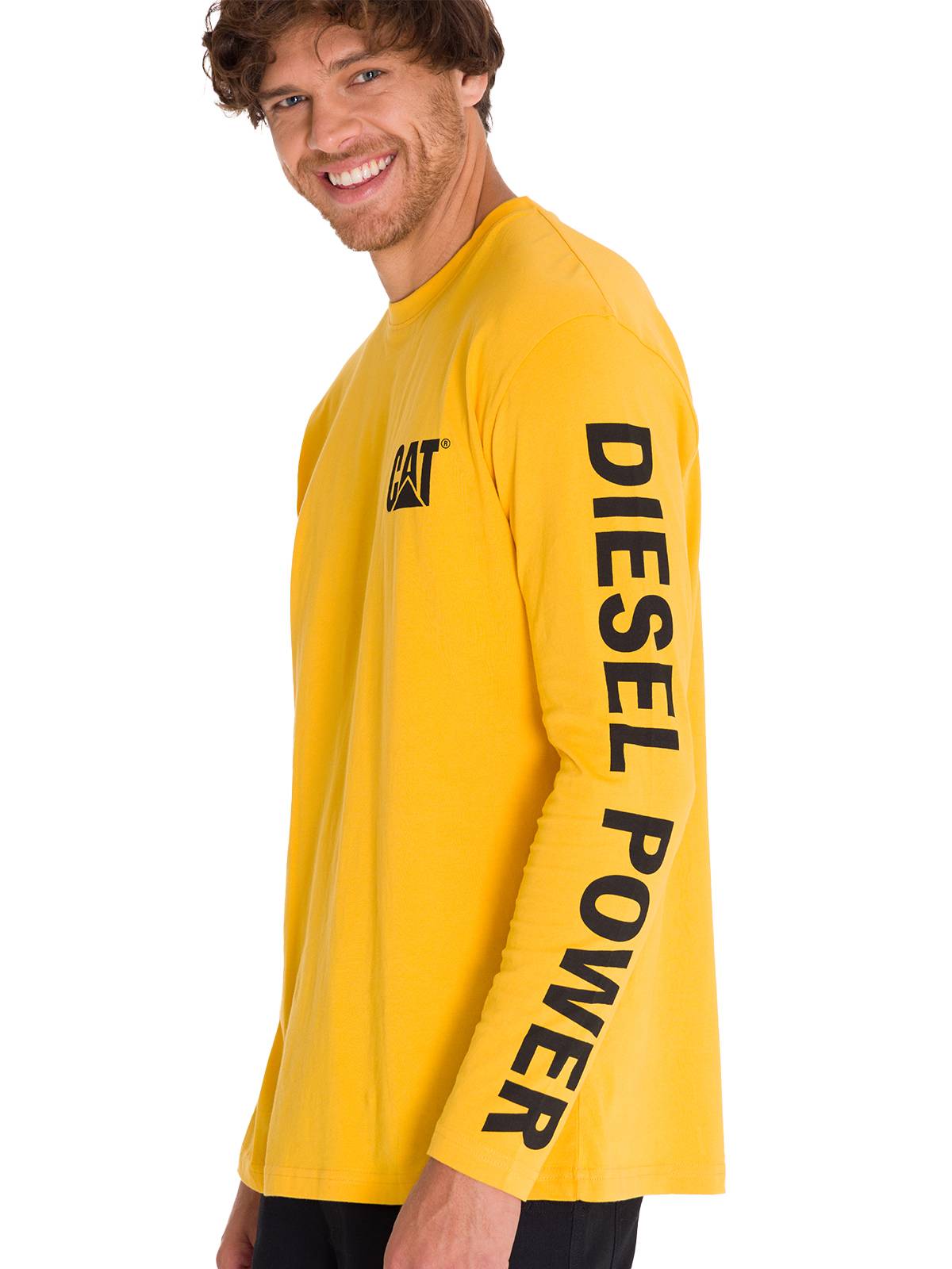 Polera Manga Larga Hombre Logo CAT Amarillo Cat