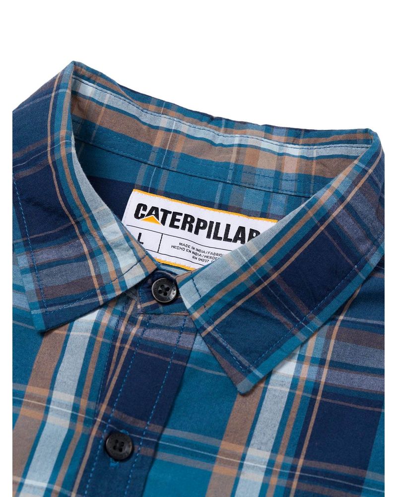 Camisa-Manga-LargaCasual-Hombre-Plaid-Poplin-Rojo-Azul-CAT