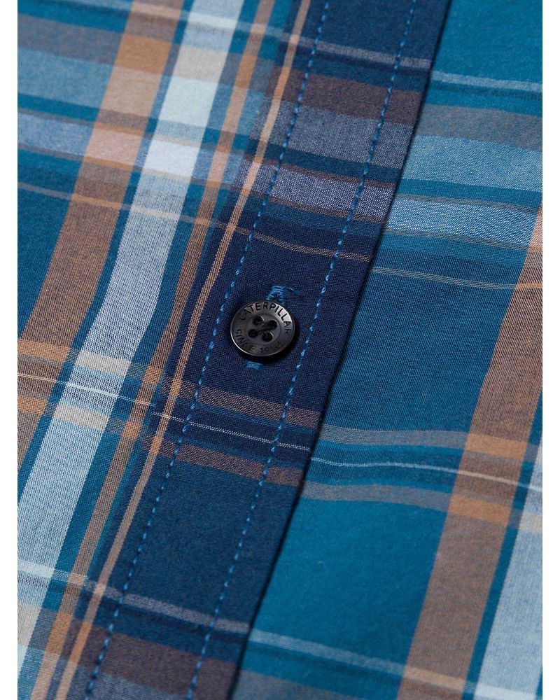 Camisa-Manga-LargaCasual-Hombre-Plaid-Poplin-Rojo-Azul-CAT