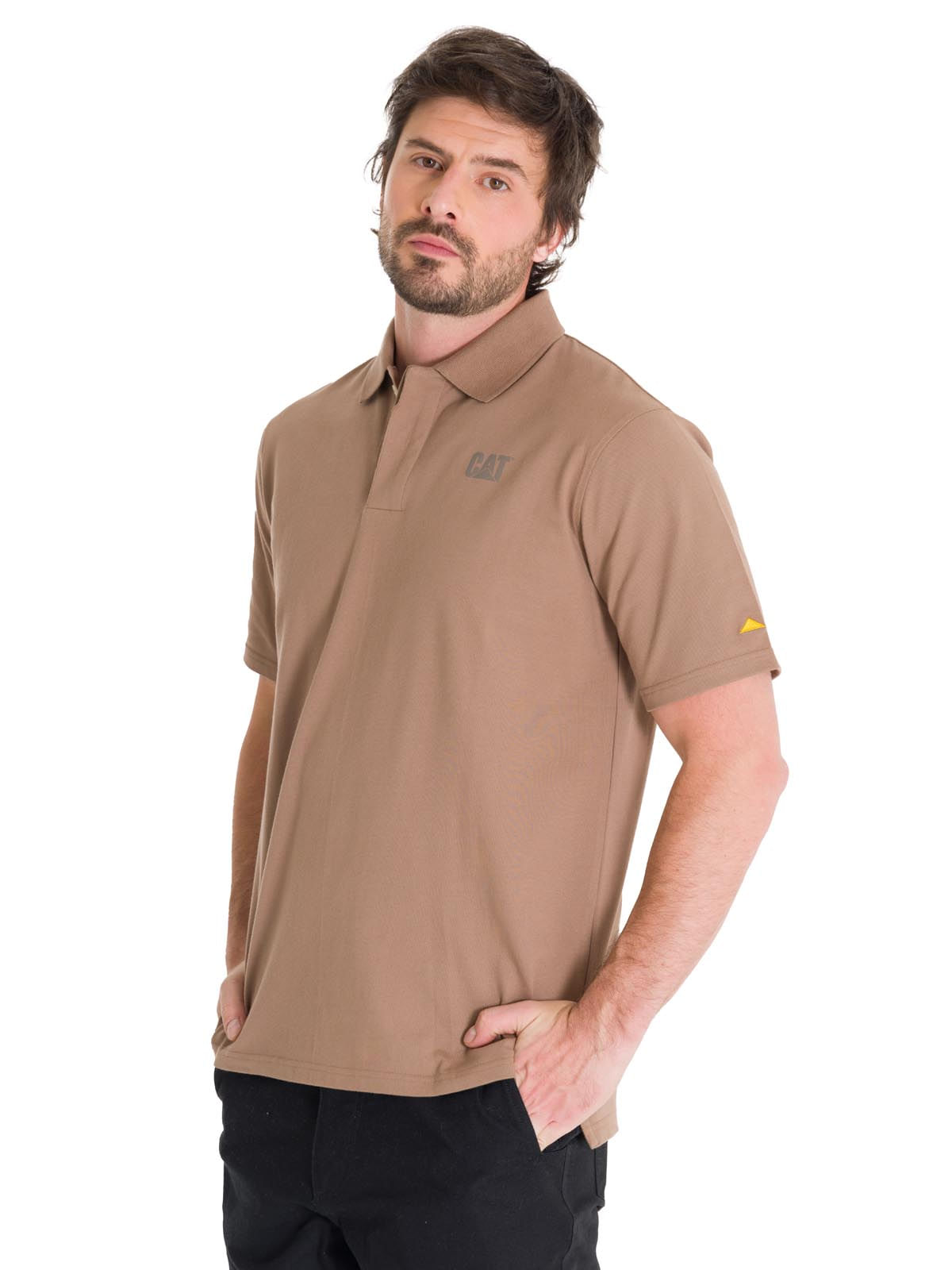 Polera Polo Hombre Logo CAT Café Cat