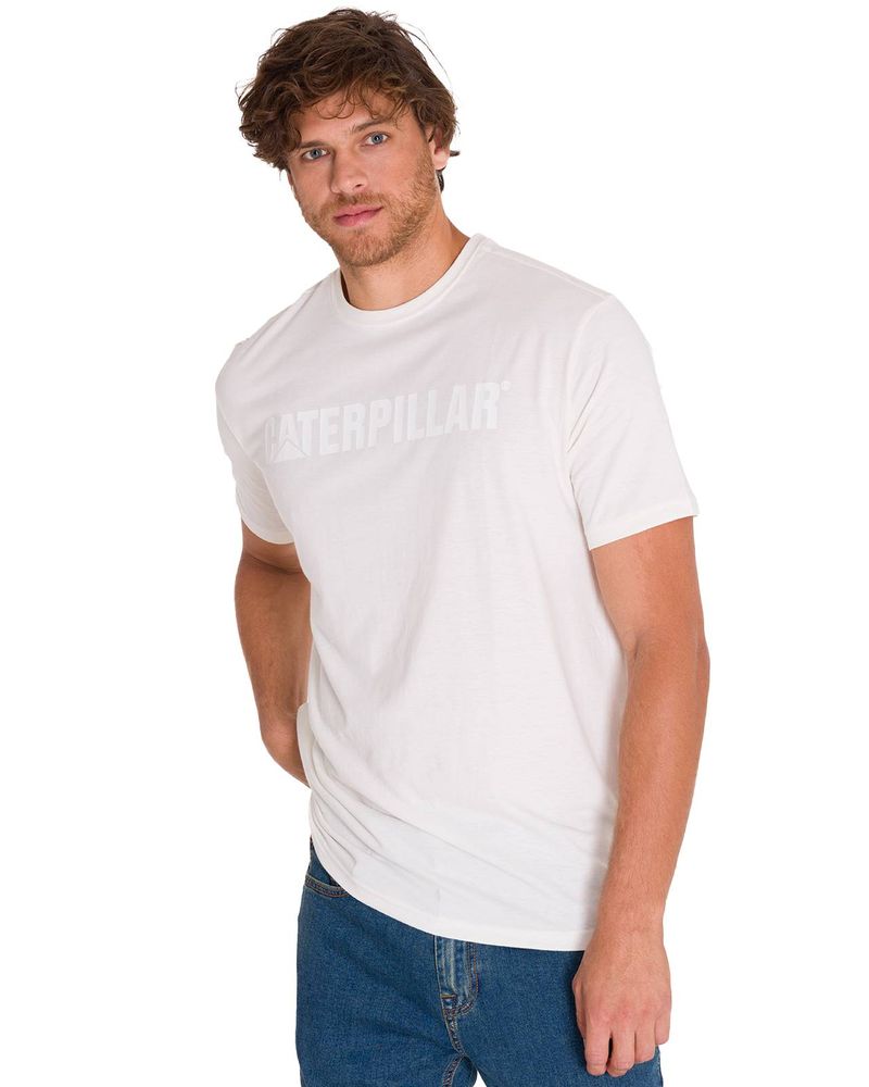 Polera-Manga-Corta-Hombre-Logo-Caterpillar-Blanco-Cat