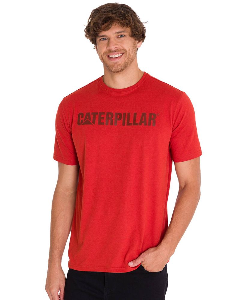 Polera-Manga-Corta-Hombre-Logo-Caterpillar-Rojo-Cat