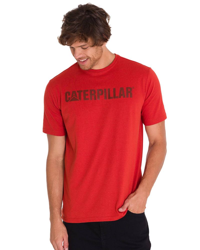 Polera-Manga-Corta-Hombre-Logo-Caterpillar-Rojo-Cat