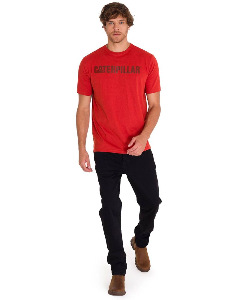 Polera-Manga-Corta-Hombre-Logo-Caterpillar-Rojo-Cat