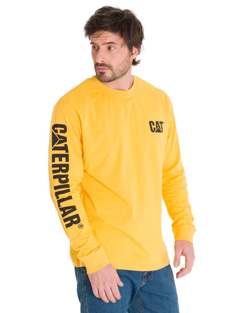 Polera-Manga-Larga-Hombre-Trademark-Amarillo-Cat