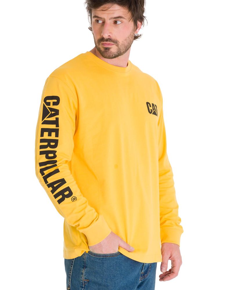 Polera-Manga-Larga-Hombre-Trademark-Amarillo-Cat