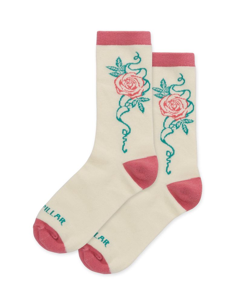 Calcetin-Mujer-Diseño-Rosa-Amarillo-Cat