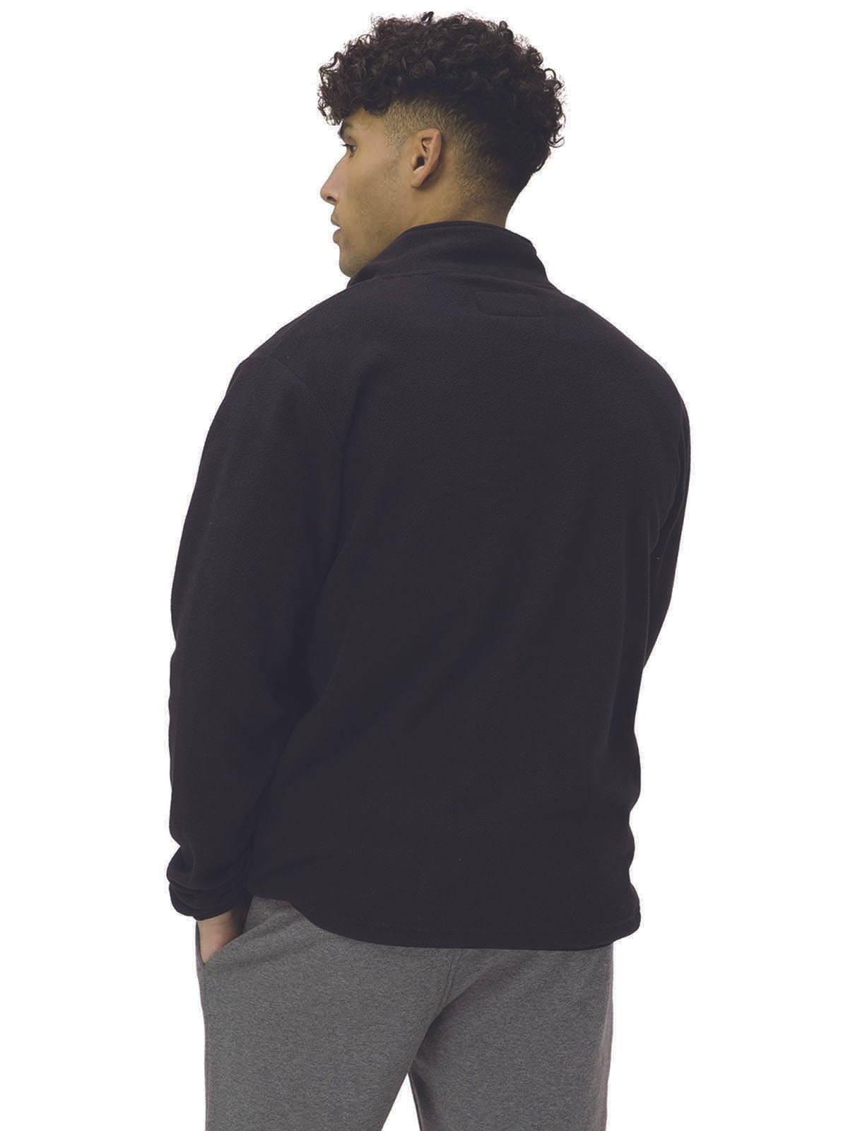 Polar Manga Larga Hombre Microfleece Quarter Zip Pullover Negro Cat