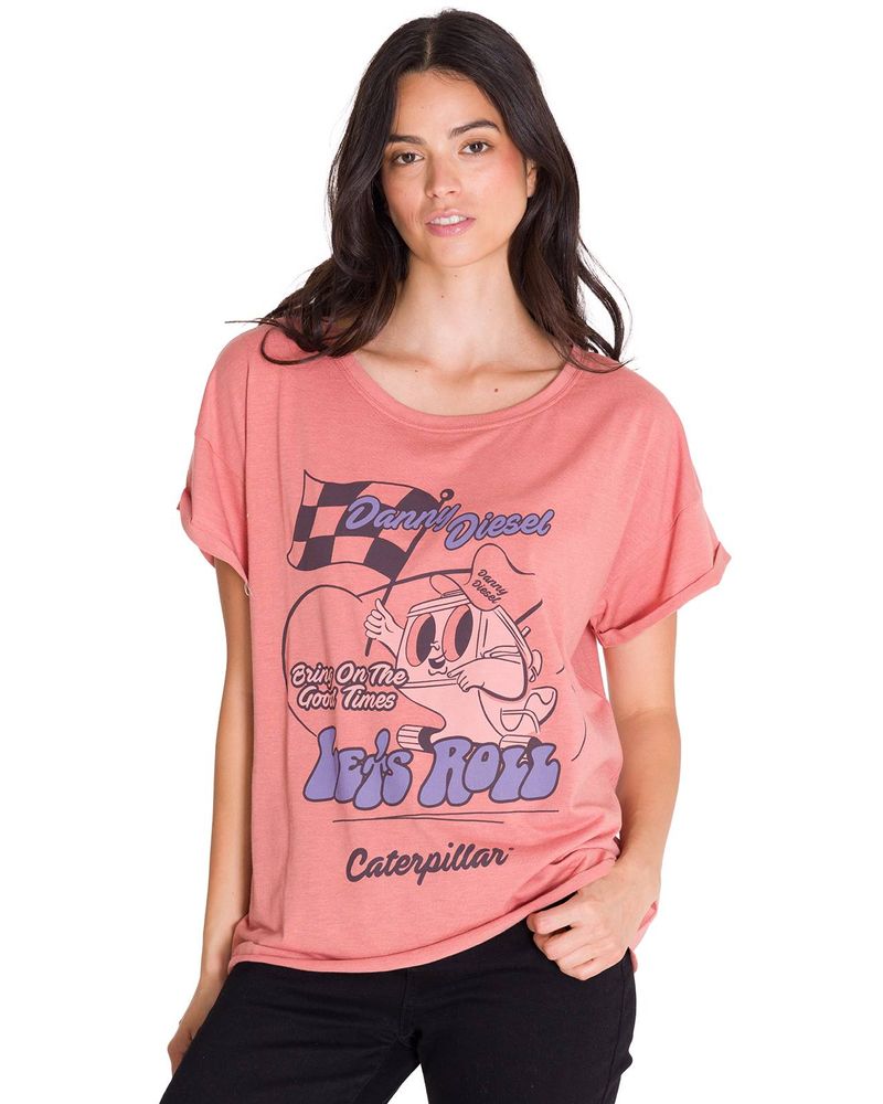 Polera-Manga-Corta-Casual-Mujer-RELAXED-DANNY-GRAPHIC-TEE-Rosada-Cat