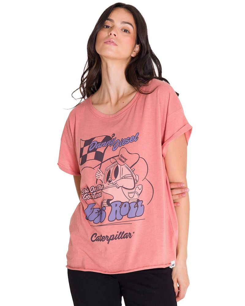 Polera-Manga-Corta-Casual-Mujer-RELAXED-DANNY-GRAPHIC-TEE-Rosada-Cat