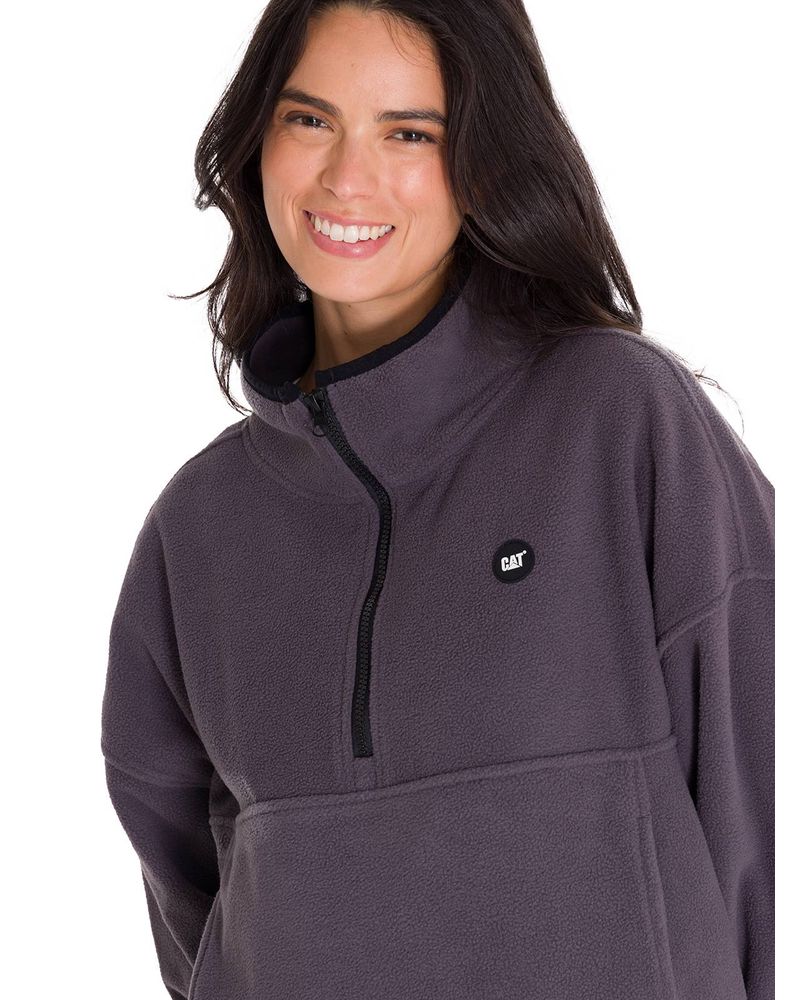 Polar-Manga-Larga-Mujer-BOXY-OVERSIZED-HALF-ZIP-FLEECE-Gris-Oscuro-Cat