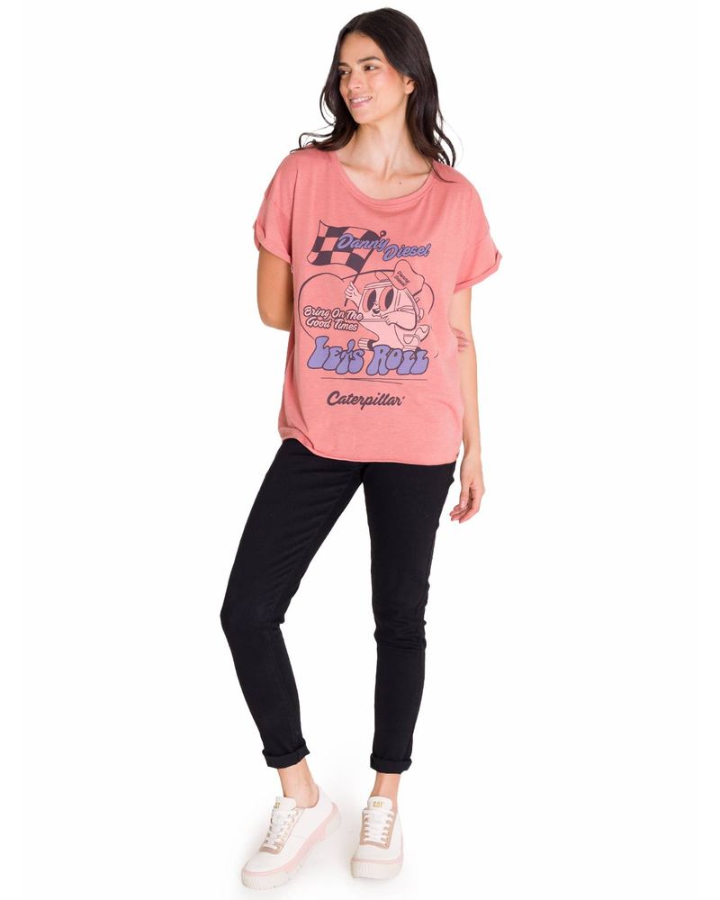 Polera-Manga-Corta-Casual-Mujer-RELAXED-DANNY-GRAPHIC-TEE-Rosada-Cat