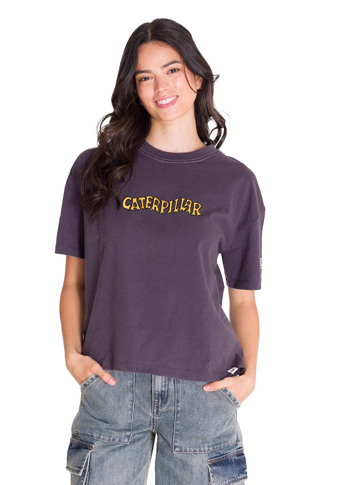 Polera Manga Corta Casual Mujer BOXY HEAVYWEIGHT HERITAGE 1925 GRAPHIC TEE Carbón Cat