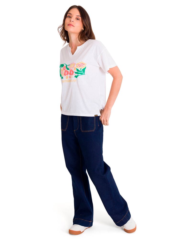 Polera-Manga-Corta-Casual-Mujer-NOTCH-NECK-EMBROIDERED-FLORAL-TEE-Blanca-Cat