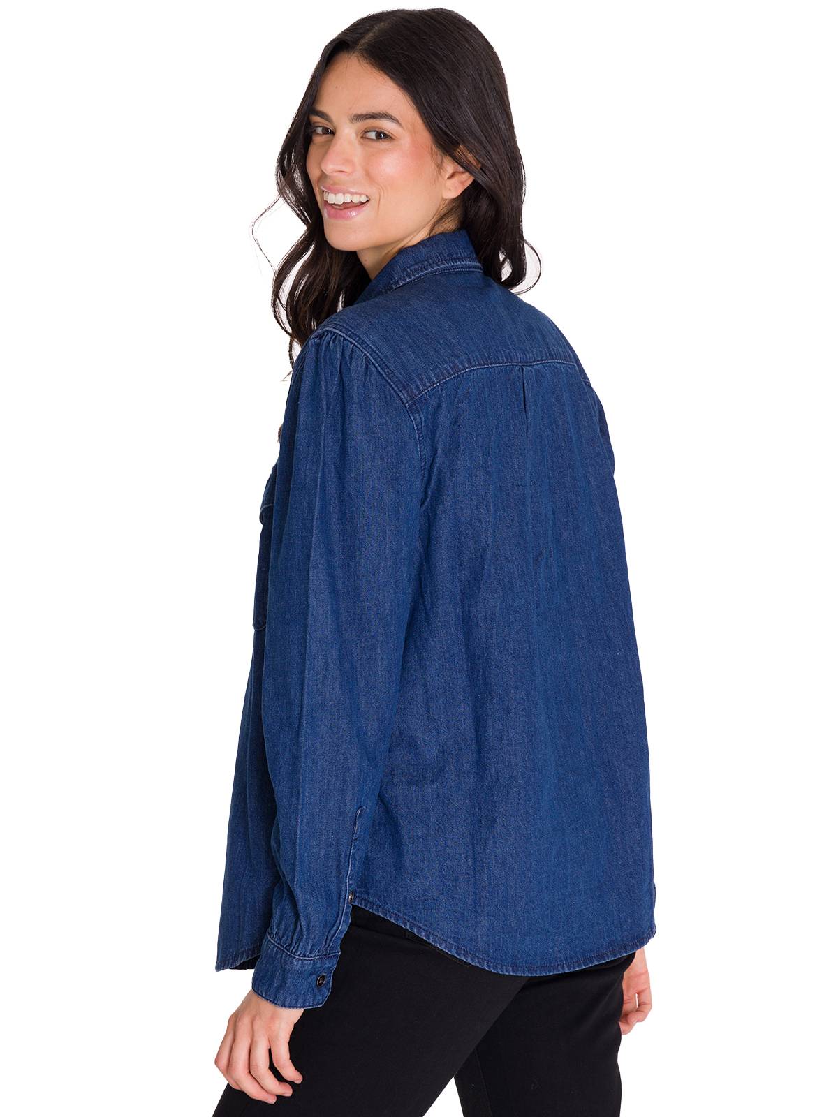 Camisa Manga Larga Casual Mujer DENIM RELAXED L/S Azul Cat